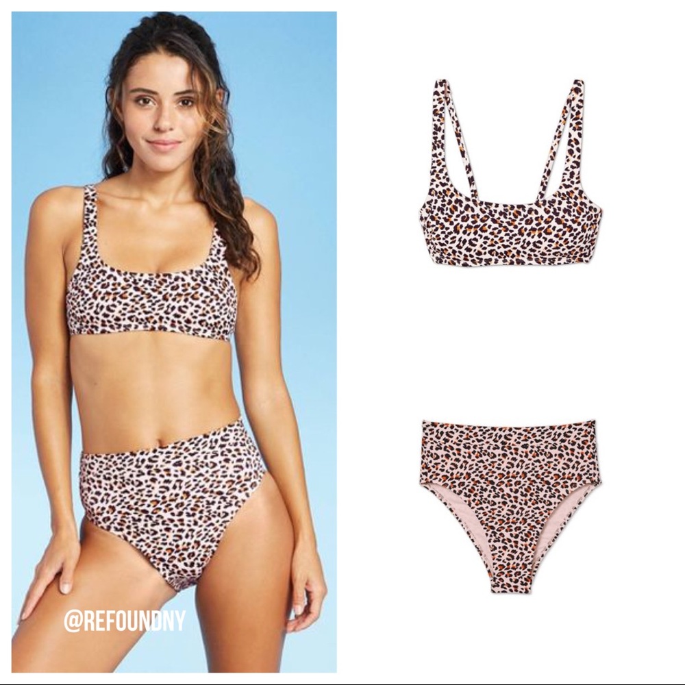 xhilaration | pink leopard bikini set